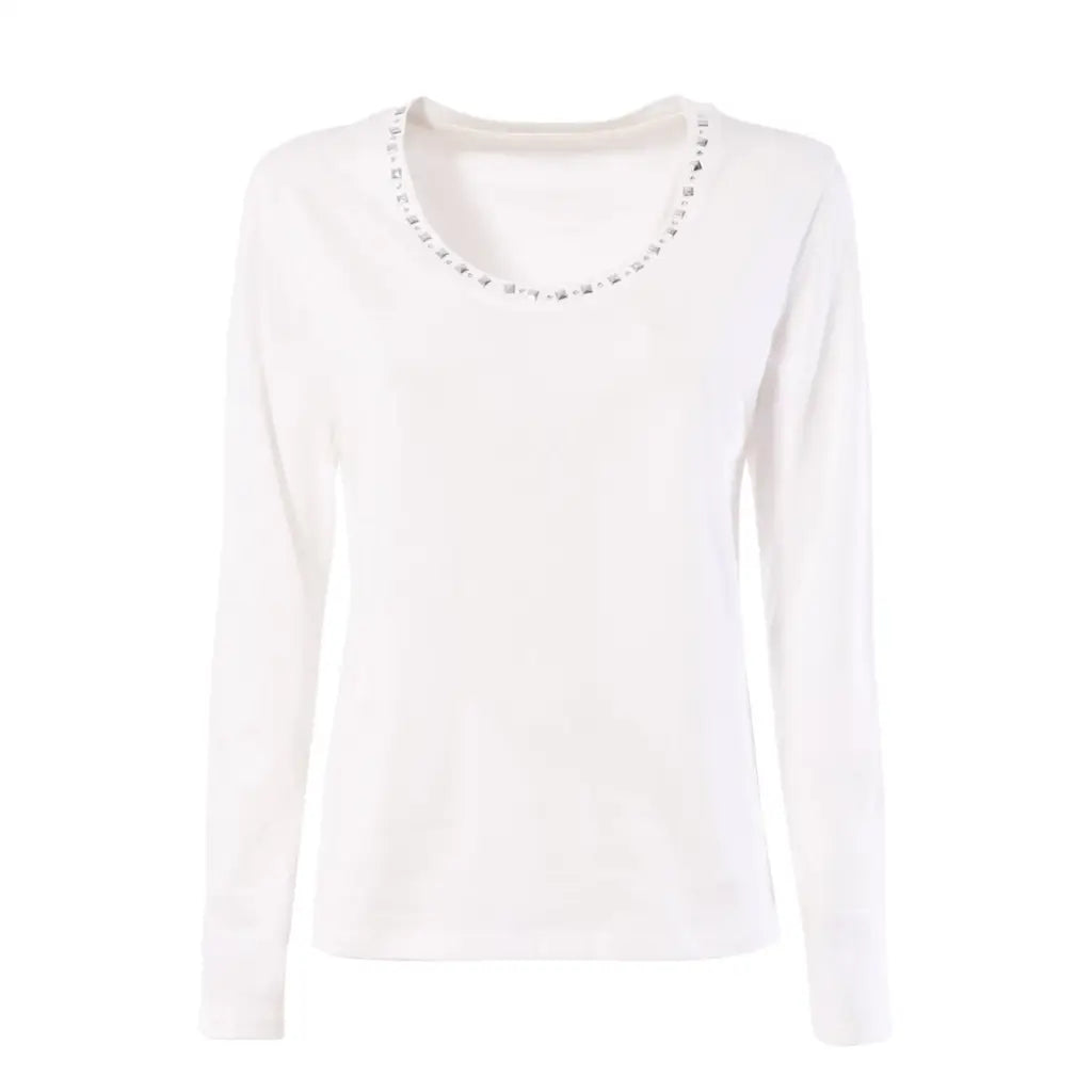 VERDISSIMA | T-shirt donna a manica lunga con strass