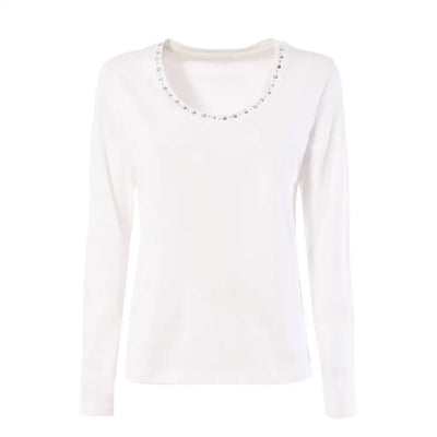 VERDISSIMA | T-shirt donna a manica lunga con strass