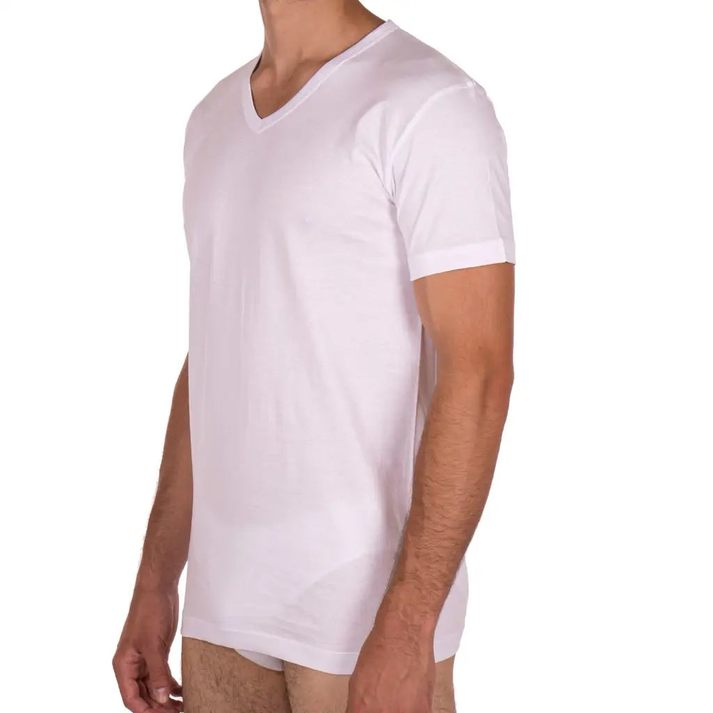 RAGNO | T-Shirt uomo mezza manica con scollo a V in 100% C