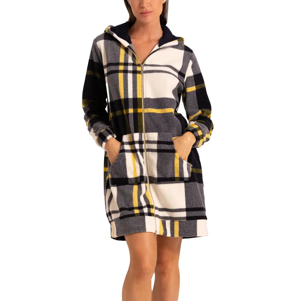 MARYPLAID - MARYHOME | VESTAGLIA DONNA CON ZIP E CAPPUCCIO